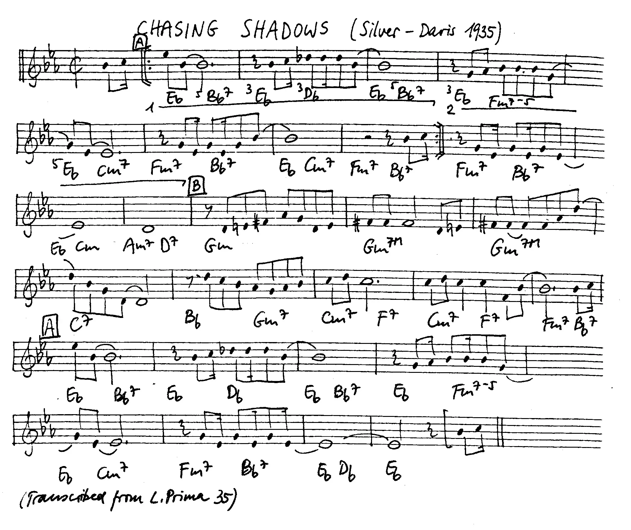 chasing shadows partition gratuite - Offerte par The Jungle Jazz Band